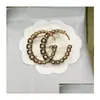 Pins Spettame semplice designer ouble lettera geometrica gigante in bronzo collare per spillo maschile maschile da donna cristallo rhinestone pisello othk9