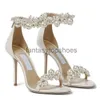 JC Jimmynessity Choo dames zomer maisel sandalen schoenen witte parels verfraaide avond bruids hoge hakken ontwerper dame elegante pompen met doos EU35-43