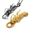 Pendants de puissance de tête de dragon chinois Nouveau collier masculin 316l en acier inoxydable 18k bijoux plaquées or2994664