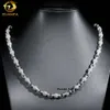 Großhandelspreis Hip Hop 8mm Sterling Sier Cuban Link -Kette Moissanit Diamant geschnittene Perlen Halskette