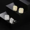Stud Hip Hop Rock Earrings Mens Ice Cube Zirconia Sparkling Cartoon Accessories Hippy Jewelry Wholesale OHE143 Q240507
