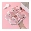 Summer Rainbow Girls Sandals Princess Style Beach Slippers Fashion Breathable White Bottom 240425
