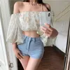 Blouses pour femmes French Style Sweet One épaule Elegant Chic Fairy Pure Bubble Sleeve Top 2024 Summer Short Off Floral Murffon Shirt