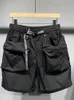 Heren shorts Solid Loose Casual Pocket GOODS SHORTS MENS MENTEN Elastische taille Lace Shorts Heren Heren Zomer 2023 Nieuwe ritssluiting Outdoor Mens Clothing J240507