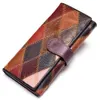 Kvinnors handväska i hand kvinnor lång färg sömnad noll handväska kvinnors dragkedja mobiltelefon väska läder plånbok