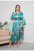 Dames Sleep Lounge Satin Lange mouwen Dames Badkamer Grote 4xl 5xl Night Fruit Sexy V-Neck Kimono met losse tailleband Home Droeg sexy bedrukte Robel2405