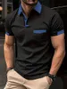 Herren Polos Sommer Herren farbenfrohe Pocket Polo Shirt Sport Casual Slim Office Shopping Top Q240508