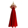 Robes de soirée rouges 2024 Pictures réelles longues Longtes robes de bal