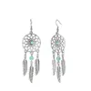 Charm New Bohemian style turquoise feather hollow earrings and earrings