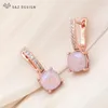 Brincos Dangle Sz Design Fashion 585 Rose Gold Color Square Crystal Drop For Women Wedding Jewelry Gift Zirconia Eardop