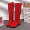 Botas Beckywalk Girls Knee Knee High Fashion Sauda Surue Inverno Crianças Lace-Up Over The For For Princess Shoes CSH744