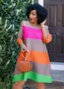 Robes pour femmes vêtements africains africain robe arc-en-ciel Stripe imprimement dashiki vêtements ankara plus taille femme 240426