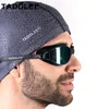 Taddlee Brand Mens Swimming Cap Pu Fabric Silicone Lycra Cap Cap Cap Pool Pool Sportproof Sports Author Compans Absorts Warge-Six 240425