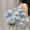 Dekoratif Çiçek Çelenkleri 5 PCS Yapay Çiçekler Sahte İpek Bitkileri Ev Dekor Vazoları Dekorasyon için Düğün Buketi Noel Çelenk Aksesuarları Mavi Gül
