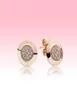 Luxury Rose Gold Plated Stud Earring med originalbox för 925 Sterling Silver Cz Diamond Pave Disc Earring för kvinnor Girls2443347