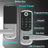 Smart Lock Smart Door Lock med biometriskt fingeravtryck/lösenord/smartkort/nyckellåsning/USB -laddare WX