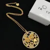 Personality 18K Gold Plated Crystal Flower Pendant Necklace Designer Medusa Engraved Portrait Charm Necklaces For Women