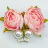 Haaraccessoires 2 stks/set rose bloemen clips kinderen meisjes parel bloemenbagers bruids bruiloft strandfeestje