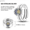 Rings de couple Original 925 Anneau en argent sterling adapté aux femmes Zircon de haute qualité ensemble éternel Love Star Moon Princess Ring Jewelry Gift WX