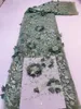 Nieuwste African Net Lace Fabric 3D Bloemmateriaal Borduurwerk Tule Franse mesh kantstof met pailletten voor WeddingLatest 240508