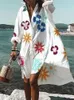 Women Beach Wear Fitshinling Bohémien Stampa Abito da spiaggia corta Floral Oversize Women Abbolla