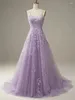 Robe de fête robe de soirée pour femme o décolleté spaghetti bretelles appliques en dentelle robes de bal sillonneuses