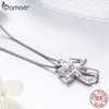 Bamoer Sterling Sier Guardian Angel Pendant Collier Angel Wing Chain pour les femmes Bijoux zircon éblouissant SCN123