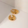 Boucles d'oreilles cerceaux allme français creux de la lune étoile large pour les femmes Titanium Steel Gold Pvd plaqué de bijoux en gros