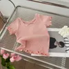 T-shirty dziewczynki T-shirt Summer 2024 Dziecięce Dziecięce Top Krótki rękaw Top Solid Kolor Childs Shirt Fashion Baby T-shirt dziecięcy odzież 2405