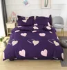 Maison textile coeur violet couette couvercle de plante motif de plante feuille de lit de lit d'oreiller girl gamin adulte literie set king queen bedlinen complet18736019