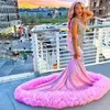 Vestidos de baile rosa de sereia brilhante para garotas negras luxo 2024 Diamond Women Diamond Festy Dresses para ocasiões formais