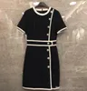 2019 Tasarımcı Kadınlar Elbise o Boyun Kısa Kollu Tiger Kafa Düğmeleri Elbiseler Kadın Milan Tasarımcı Elbise 4200013066010