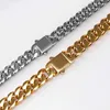 Ketten Omkaiming Hip Hop Curb Cuban Link Chain Halsketten für Männer Frauen 316L Edelstahl Halsketten Mode Schmuck Geschenke wasserdicht D240509