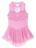 Mädchen Kleider Mädchen ärmellose Ballettkleid Danz Tanz Lace Spitze Hollow Ruffle Figur Skating Gymnastics Performance Tanzkleidung Täglich