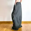 Pantalon féminin Capris QWK Y2K Grey Baggy Cargo Pantalon Femmes hautes taille vintage Hip Hop Parachute Pantal