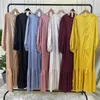 Roupas étnicas Moda cetim impressão ramadã Mulheres muçulmanas abaya maxi vestido peru dubai kaftan djellaba femme musulmane