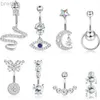 Navelringe Beste 1pc 14g Bauchnabel Ringe Baumle für Frauen Chirurgischer Stahl Schlangen Cz Nabel Ringe Mond Nabel Piercing Schmuck für Frauen D240509