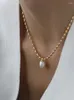 Chains Titanium With 18K Gold Beads Chian Natural Freshwater Pearl Choker Necklace Designer T Show Runway Gown Rare INS Japan Korean