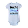 Rompers spagnolo stampato per neonati per bambini salti per neonati a maniche corte neonate bodysuits ragazzi ragazze padri da papà vestiti di compleanno di papà t240509