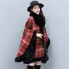 Foulards coutures ouvertes long collier rond châle Plaid Poncho cape fausse fourrure cou de cou tricot manteau chaud hivernal