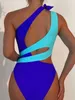 Frauen Badebekleidung Farbe Block Schwarz weiß einteiliger Badeanzug für Frauen sexy ausschneiden Monokini 2024 weibliche Badeanzüge Strandkleidung Brasilien