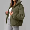 Vestes pour femmes hiver couchés chauds veste à manches longues décontractées zip up-couche à manteaux courts parkas noirs avec poches