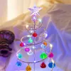 Ornement à LED acrylique arbre romantique brillant cristal de Noël artisanat artisanat batterie pour la maison de la chambre à coucher cadeau de décoration de Noël S