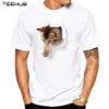 T-shirts masculins 2024 T-shirt des chats riants 3d Cat drôle T-shirts Hipster Short Slve Casual Animal Tops Y240509