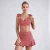 Tweedelige jurk Sean Tsing Tweed Piece Set Dames Gym Running Badminton Rokpak Tennis Baseball Sports Bra Top +Shorts Training Y240508