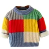 Sets 2023 Autumn and Winter New Baby Boys Sweater Girls Knitted Clothing Childrens Pulley Parachute Jumping Solid Color Matching Q240508
