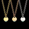 T Letterner Peach Heart Wave Green Drop Huile Collier épais Couple Collier en forme de cœur Trade Foreign Trade pour femme 289d