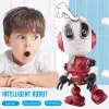 Miniatyres smart pratlegering robot leksak huvud touch sensor leksaker gåva robot diy gest elektronisk avtagbar docka leksak led ljus legering robot