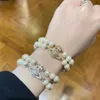 Brand Westwood Mor Double Saturn Pearl Bracelet Light Luxury Jewelry Tiktok Hair raide