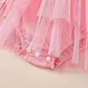 Robes de fille Baby fille robe de combinaison d'été avec manches volantes en denim en mousseline de soie en mousseline de soie imprimée avec chandelle